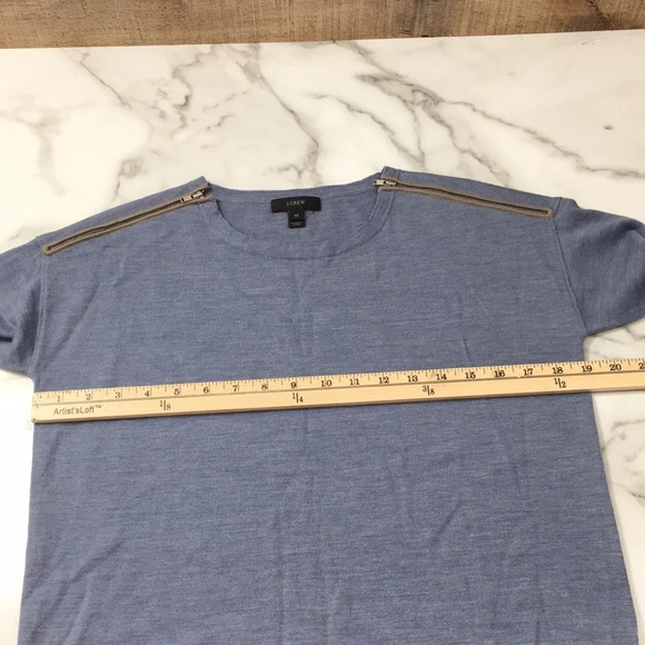 J.‎ Crew Gray Merino Wool Shoulder Zip Sweater Womens XS Pullover - Picture 9 of 11